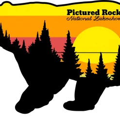 Down Wind Sports Pictured Rocks Sunrise Bear Sticker
