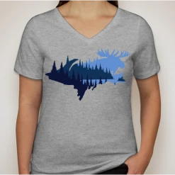 Down Wind Sports Women's UP Moose V-Neck Local Goods