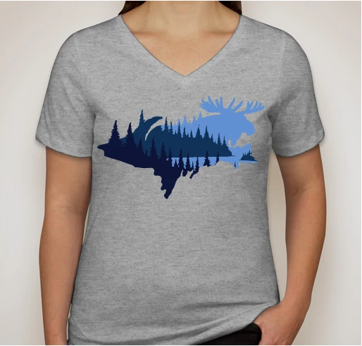 Down Wind Sports Women's UP Moose V-Neck Local Goods 2 Down Wind Sports Women's UP Moose V-Neck Local Goods