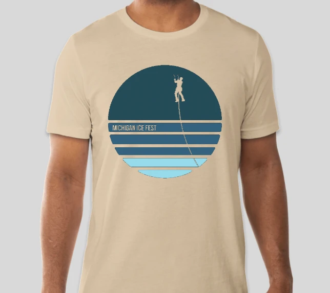 Down Wind Sports Michigan Ice Fest Blue Circle Tee 1 Down Wind Sports Michigan Ice Fest Blue Circle Tee